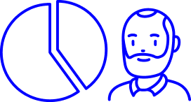 pictogramme bleu aaa data avec camembert et homme avec barbe âgé à côté page secteur silver eco