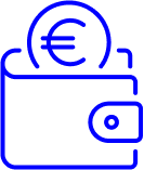 pictogramme bleu aaa data portemonnaie avec une pièce et sigle euro page secteur silver eco